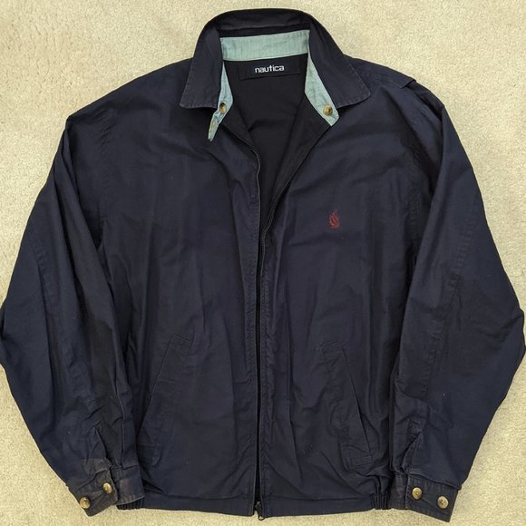 Men's NAUTICA blue reversible jacket vintage 1990s - Picture 1 of 8